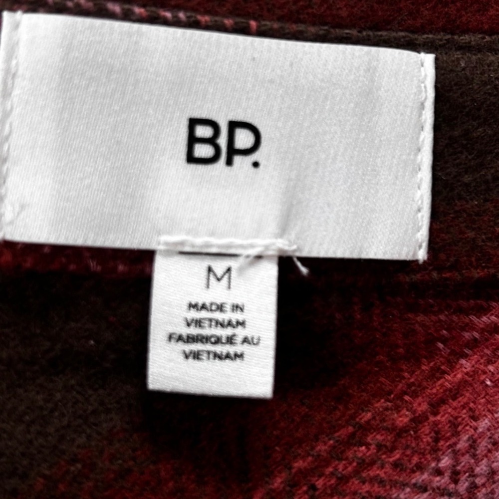 NWOT BP Women's M Brown Burgundy Plaid Flannel Shacket Oversized Cotton Grunge - Picture 6 of 7